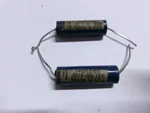 2 Vintage Ajax Blue Molded Tone Capacitor .0018 400V. Fixed Price $20.00.