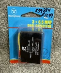 Ceiling Fan Dual Capacitor 3 Wire Unit + 6.5 Mfd, #77091, Westinghouse. Fixed Price $14.00.