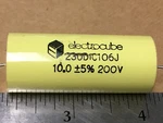 (1 Pc) Electrocube 230D1C106J Capacitor, Axial Mylar 10.0UF 200V 5%. Fixed Price $9.95.