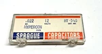 Vintage New Sprague Hypercon .022 Mf 12V Ceramic Disc Capacitor HY-340. Fixed Price $30.00.