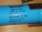Mallory CGS412U050R3C Capacitor 17,000UF 16 Vdc 658-9415-979 W/bracket. Fixed Price $24.79.