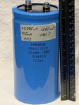 Sprague 22,000UF Nominal, 75V, 16.65 Esr, Type 36DY Capacitor, Tested. Fixed Price $19.95.
