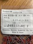 98 Matsushita Ecq-b Metallized Polyester Film Radial Capacitor, 0.22UF 50 V. Fixed Price $44.95.