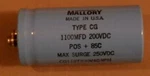 1100UF Electrolytic Capacitor - New Mallory CG112T200V4C3PH. Fixed Price $20.00.