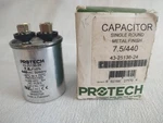 Protech Capacitor 43-25136-24; 7.5UF; 440VAC; 50/60HZ. Fixed Price $9.95.