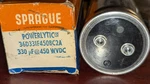 Vishay Sprague Powerlytic Capacitor 330UFD 450WVDC 36D331F450BC2A Nib. Fixed Price $28.00.