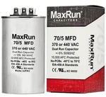 Maxrun 70+5 Mfd Uf 370 440 Volt Vac Round Motor Dual Capacitor. Fixed Price $23.99.