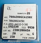 ATC700A200GCA150X American Technical Ceramics Rf Microwave Cap 20PF 150V 2% Smd. Fixed Price $149.00.