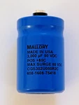 Electrolytic Capacitor, 3000 F, Vdc, Mallory Series, CGS302U050R2C, New. Fixed Price $21.50.