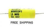 (1X) 0.5UF 50VDC 10% Axial Polyester Capacitor Cornell Dubilier WMF05P5-10. Fixed Price $14.77.