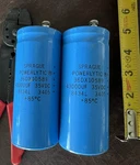 Lot Of 2 Sprague Powerlytic Capacitors 36DX10589 - 43000UF 35VDC. Fixed Price $39.00.