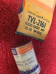 TVL-2161 Sprague Twist-lok 1000/1000 Mf 15/15 Wvdc Capacitor Nos. Fixed Price $9.00.