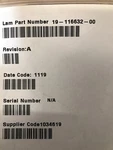 Lam Part# 19-116632 Capacitor Atc 1000PF,1000V, Modified 50*10*10MM. Fixed Price $30.00.