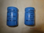 Two Sprague Powerlytic 7247L 36D Blue Capacitor 2000-30DC 25000MF 40VDC. Fixed Price $17.00.