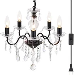 Modern 5-LIGHT Black Chandelier With Glass Crystals For Home Decor. Fixed Price $114.99.