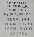 Nos Sangamo FR4PX11YY Filter Low Pass 500 Cps. Fixed Price $49.00.