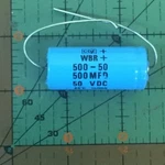 500UF 50V Cornell Dubilier Axial Capacitor WBR500-50 Industrial Grade 85'C Cde. Fixed Price $14.84.
