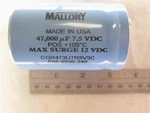 Mallory Cgr 47000 Uf 7.5V Electrolytic Capacitor. Fixed Price $19.99.