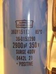 Nippon Chemi-con Electrolytic Capacitor 2900UF 350VDC. Fixed Price $19.00.