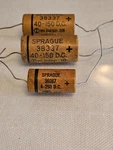 Vtg Sprague 38337 (2) 40-150 D.c 36987 4-250 Capacitor (lot Of 3). Fixed Price $9.95.