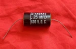 .25 Uf 600V Capacitor Standard Black Mylar Vintage Axial Lead Test/work Nos. Fixed Price $6.25.