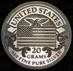 The Silver Mint United States America Usa Toned 20G 999 Fine Round C6800. Fixed Price $365.00.