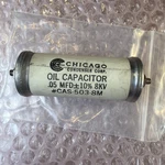 Chicago, Glass / Oil Capacitor, Pi Caps, .05 Mfd 8KV -- Tested .465. Fixed Price $21.00.