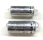 2PCS United Chemi-con 34D1131 Electrolytic Capacitor 35UF 450V 85C Axial 26X54MM. Fixed Price $12.50.