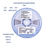 C2012X7R1H105K Tdk Mlcc Smd Capacitor 1UF 50V 0805 (2012) 10%. Fixed Price $50.00.
