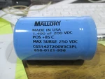 (2) Mallory Capacitor CGS142T200V3C3PL 200VDC 658-0121-956. Fixed Price $12.00.