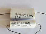 2PCS Asc 9502 X637 2.0MFD +/-10% 220V 60HZ Metalized Polyester Film Capacitor. Fixed Price $9.99.