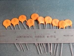 Sprague Ceramic Disc Capacitors .1UF 50V Qty Nos Sample =.107UF Cm. Fixed Price $17.00.