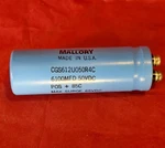 Mallory Capacitor CGS612UO50R4C - 6100 Mfd, Wvdc, POS+85 Max Surge 65VDC. Fixed Price $17.00.