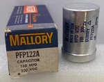 Vintage Nos Mallory PFP122A 160 Mfd 200 Vdc Metal Can Capacitor Free Ship. Fixed Price $33.50.