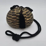Timmy Woods Wooden Dimpled Black & Gold Hinged Clutch Cross Body Bag Tassel. Fixed Price $135.00.