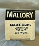 Large Can Capacitor Mallory CGS551T250R4C 550 Mfd Wvdc Nos. Fixed Price $12.99.