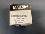 Mallory CG103U025U3C. 10,000 Mdf Wvdc Capacitor (LPW80K). Fixed Price $19.99.