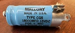 Mallory Cgs 1800MFD 15VDC Pos + 85C Max Surge 20VDC Capactor 235-8002K. Fixed Price $22.00.