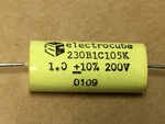 (2 Pc) Electrocube 230B1C105K Capacitor, Axial Mylar 1.0UF 200V 10%. Fixed Price $9.95.