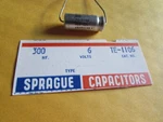 300UF, 6DC Sprague 30D TE-1106 Usa Axial Capacitor (1 Piece) 6V, Nos,. Fixed Price $12.95.