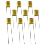G25463E - (pkg 10) Small 0.01UF 100V Radial Film Capacitor. Fixed Price $5.00.